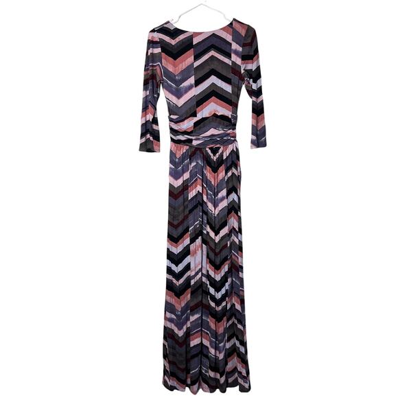 Maeve by Anthropologie Chevron Maxi Dress Multicolor Long Sleeve Small - Picture 3 of 11